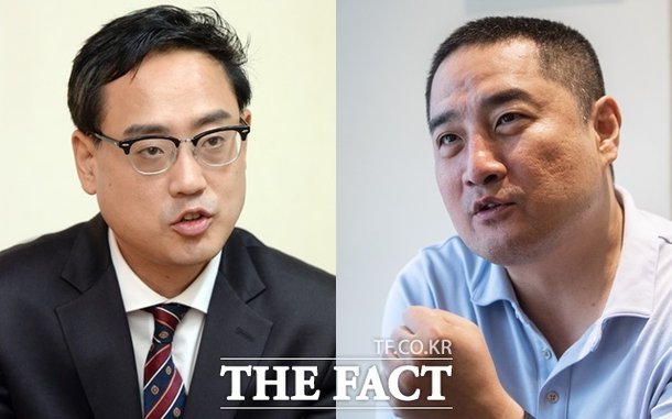 변희재(사진 왼쪽) 등 기자회견에서 거론된 다른 인물들도 '김수현이나 회사 측과 접촉한 사실이 없다고 반박했다. 강용석(오른쪽)은