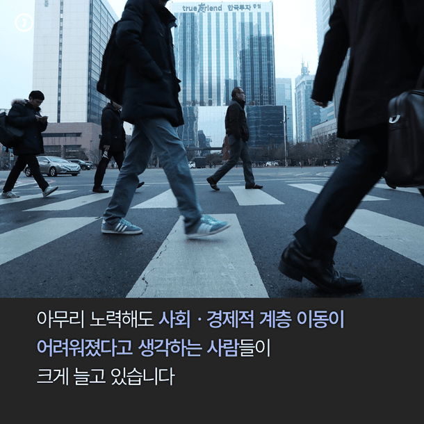 아무리 노력해도 사회ㆍ경제적 계층 이동이 어려워졌다고 생각하는 사람들이  크게 늘고 있습니다.