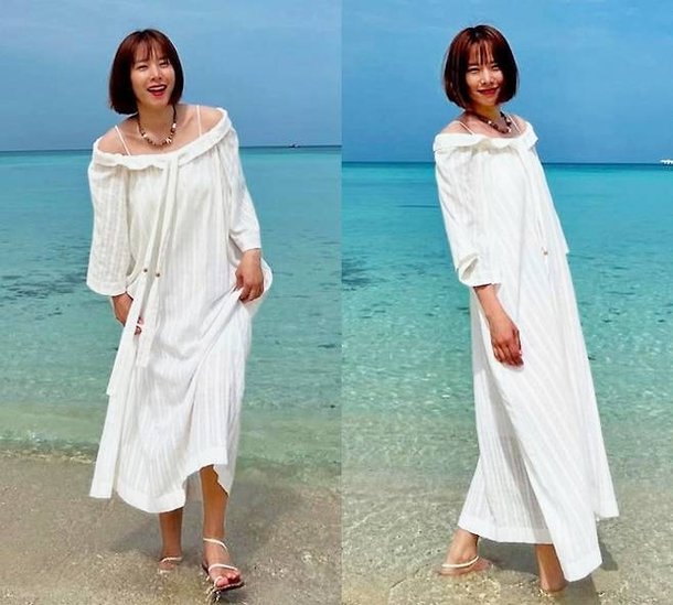 조윤희, 물만난 예쁜엄마! 너무 내린 오프숄더 &apos;20대 울고 갈 초동안&apos; 보헤미안 원피스룩
