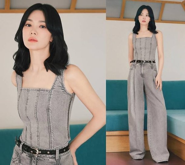 송혜교, 톤온톤 데님으로 완성한 조각 같은 실루엣…이게 40대 맞아?