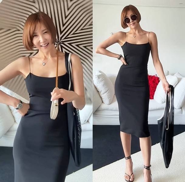 누가 엄마래?…최은경, 방구석서도 찢은 블랙 슬립룩