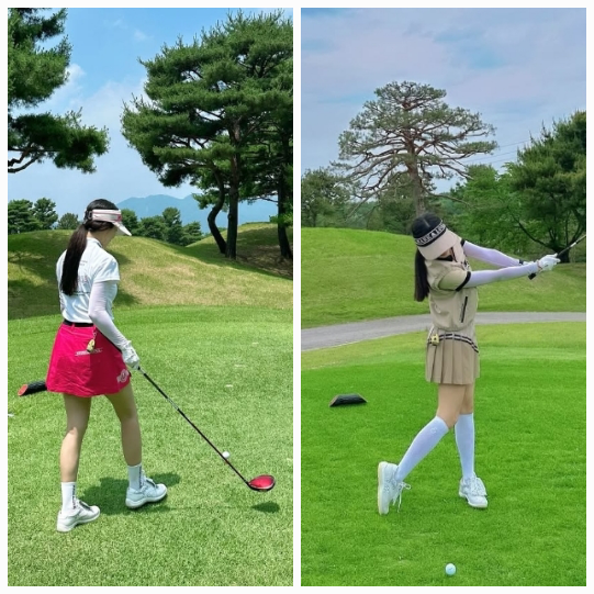막 찍어도 김태희…&apos;❤️비&apos;와 이틀 라운딩, 골프장 감탄사 쏟아진 미모