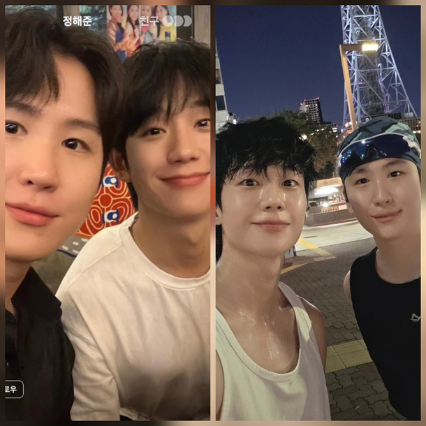 정해인 형제 공항 사진