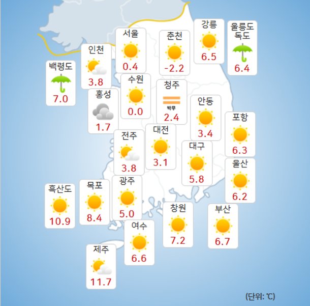 30일 오전 9시 기준 지역별 날씨 현황. 기상청 제공