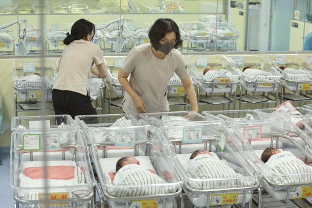 인천 미추홀구 아인병원에 마련된 신생아실에서 신생아들이 휴식을 취하고 있다. /뉴스1