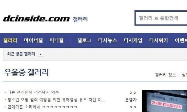 성범죄 논란 우울증 갤러리, 경고받자 미성년 글쓰기 제한