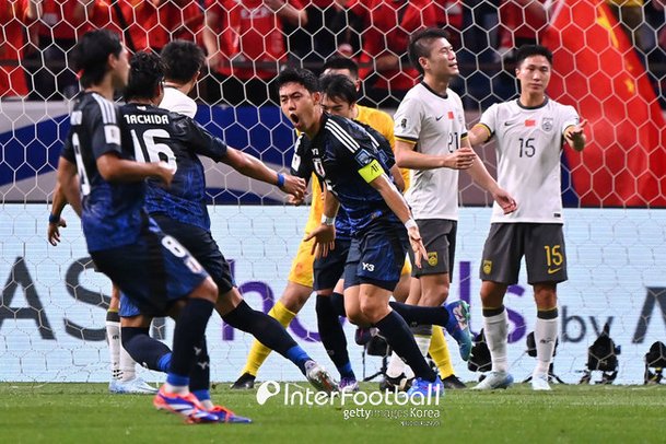 Japan's players celebrating their goals