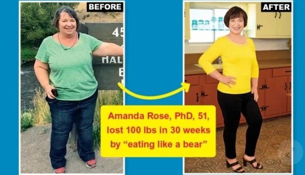미국 매체 Woman’s World에 공개한 아만다 로즈 박사의 체중 감량 이미지.