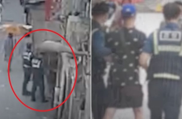 서울 종로구의 한 골목길에서 경찰이 남성 A씨를 발견해 체포하는 모습. 경찰청 유튜브