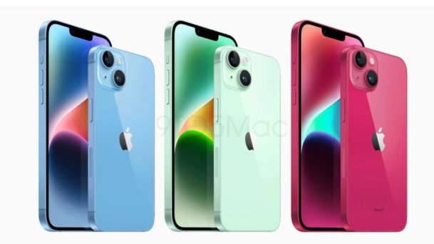 아이폰15 일반형 모델에 적용될 것으로 예상되는 블루, 그린, 핑크 색상. 9to5mac