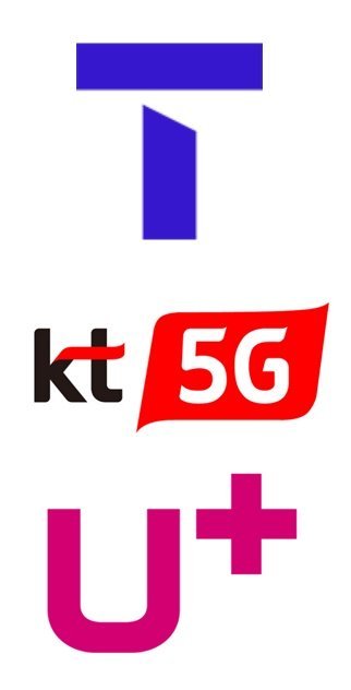 SKT, KT, LG유플러스 로고.