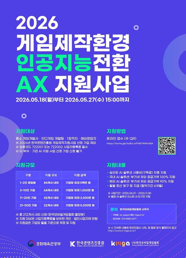 콘진원, 게임 개발에 인공지능 도입 장려…'도구 사용료' 지원 나선다