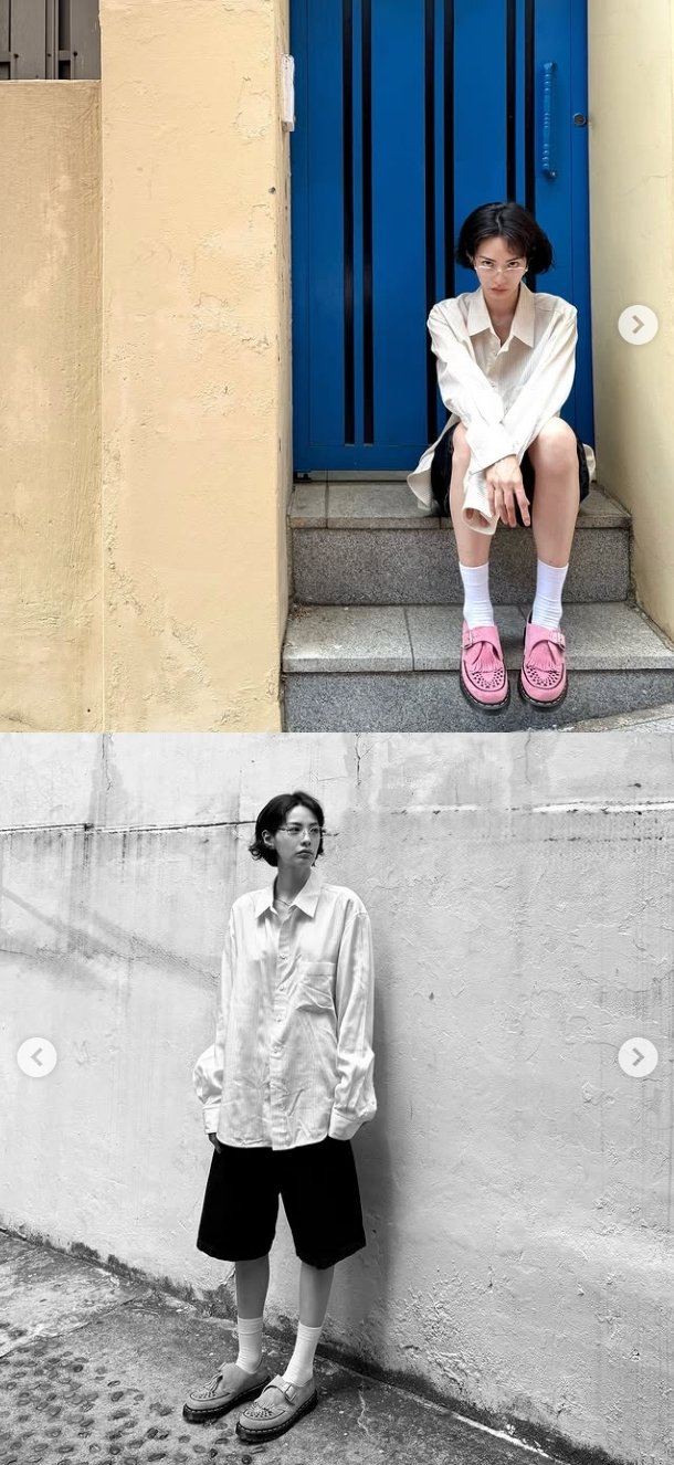 나나, 너무 마른 몸매…안경 쓰고 시크한 포스