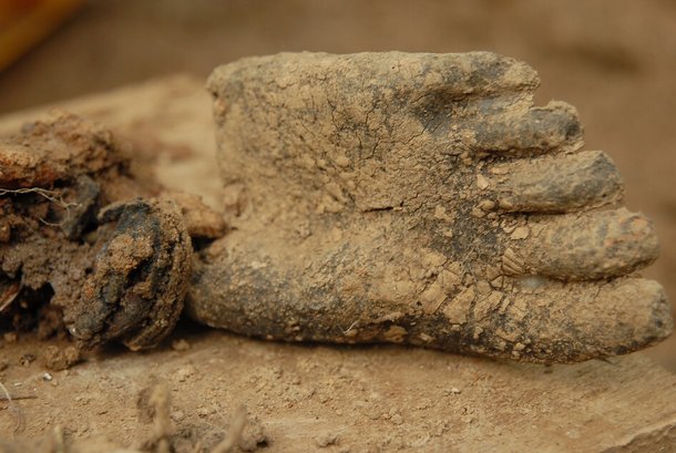 2009년 공주 상왕동 살구쟁이에서 발굴된 의족. 청계인류진화연구소 제공