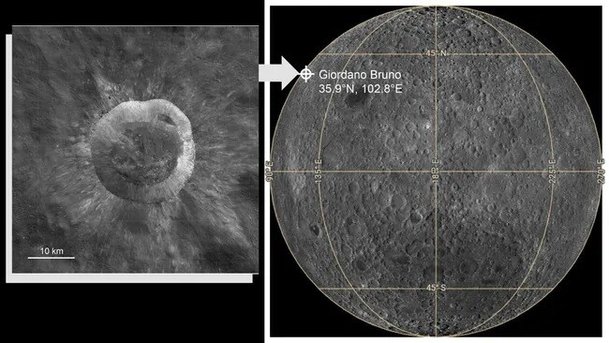 달 뒷면의 지오르다노 브루노 충돌구, 소행성 카모오알레와의 고향. Nature Astronomy