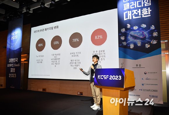 [포토]KCSF2023 정진호 메가존클라우드 그룹장, 기업 우수사례 소개
