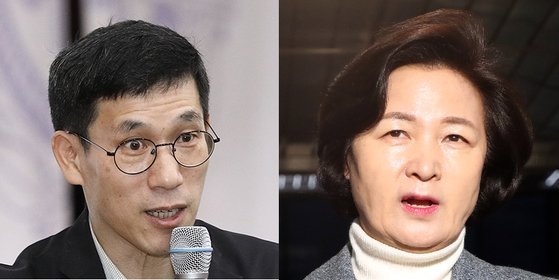 진중권 전 동양대교수(왼쪽), 추미애 법무부 장관. 뉴스1·연합뉴스