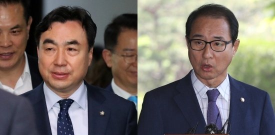 윤관석왼쪽·이성만오른쪽 무소속 의원. 연합뉴스·경향신문