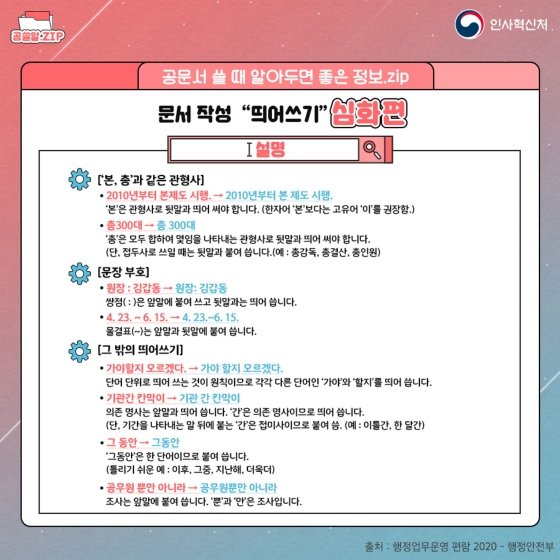 공문서 작성 바로 알기] 띄어쓰기 : 네이트 뉴스