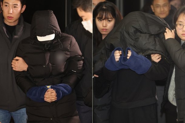 경복궁 담장을 스프레이로 낙서해 훼손하고 도주했던 10대 남녀 피의자. 연합뉴스