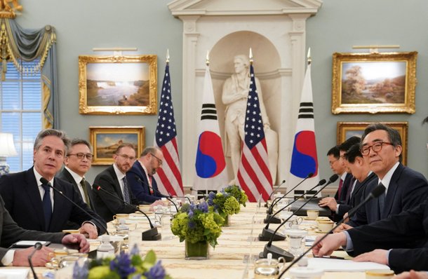 한·미 외교장관, 미국서 양자회담 진행…北도발 논의