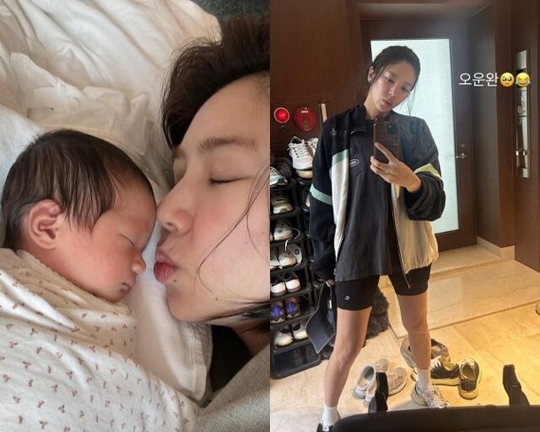 &apos;이규혁♥&apos; 손담비, 출산 한달만 바이커 쇼츠라니…초보맘은 다이어트ing