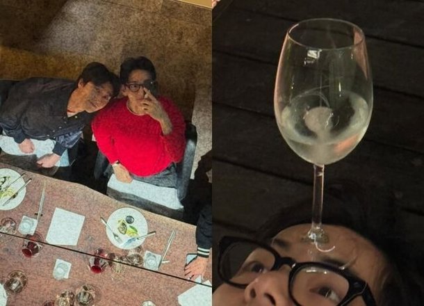 BTS 뷔, 절친 박서준과 또 데이트♥…이마 위 와인잔 &apos;흔들흔들&apos; 엉뚱미