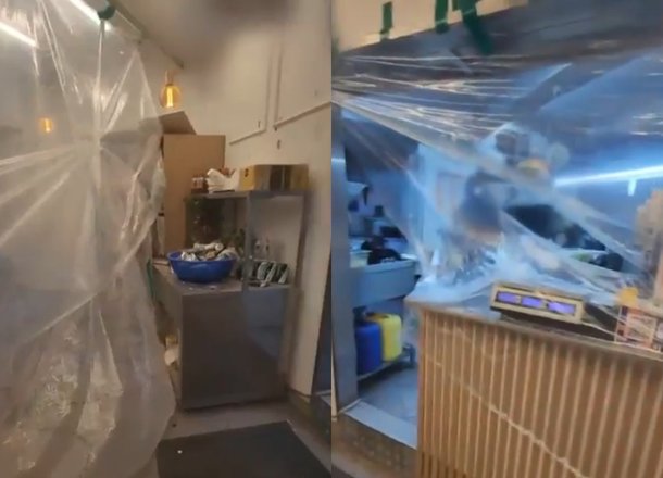 리모델링 먼지 범벅 속 음식 조리…얇은 비닐로 주방 막고 배달 영업