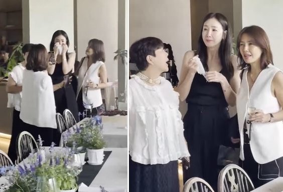 &apos;9살 연하♥&apos; 최지우 50살 맞아? 신애라 유호정 언니들 깜짝 파티에 눈물 뚝뚝