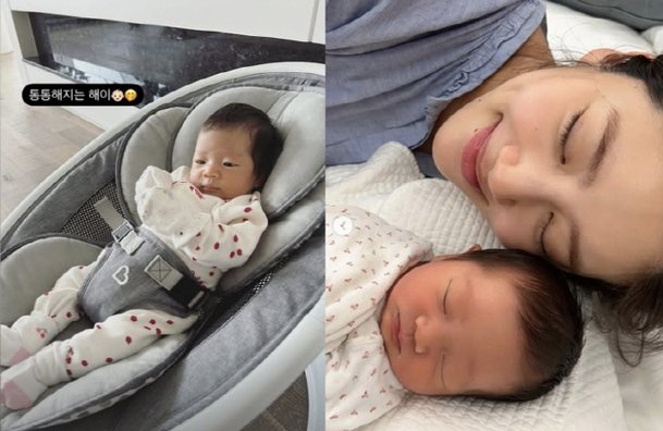 손담비 딸, &apos;출생 25일차&apos; 또 달라진 신생아 얼굴…통통해지는 해이