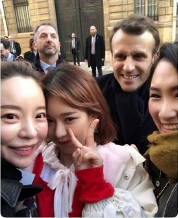 [SCin스타] 맹승지, 마크롱 프랑스 대통령 만났다 잘생긴 아저씨랑 셀카 찍었는데?