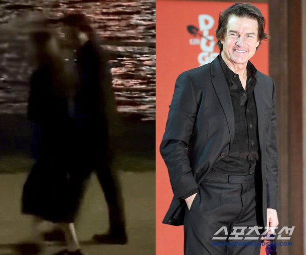톰 크루즈, 한강공원서 심야 산책 포착…블랙 수트 입고 1시간 거닐어