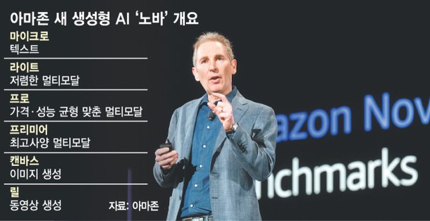 아마존, 신형 LLM 노바 출시···6개 AI모델 골라 쓴다