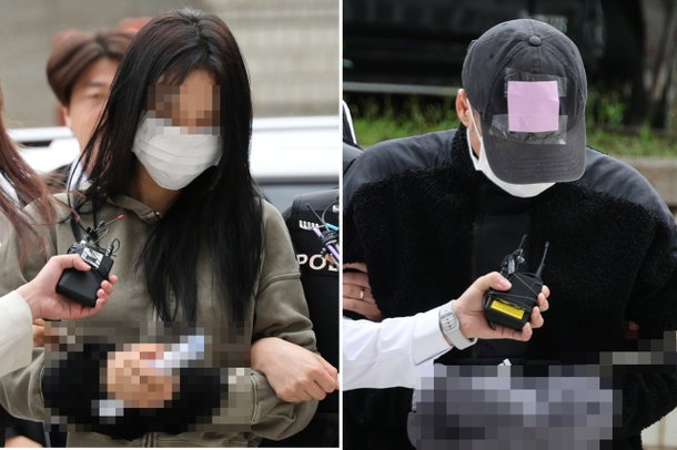 '손흥민 아이 임신했다' 협박 남녀 법원 출석···취재진에 '묵묵부답'