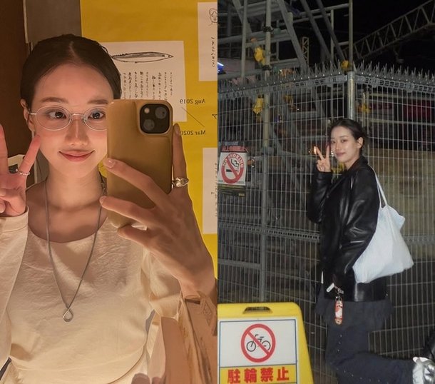 이나은 일본 갔나봐?…안경 잘 어울리시네요? [★SNS]