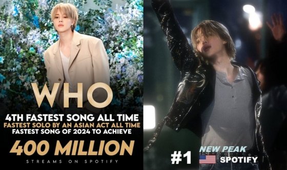 'Never-Ending Jimin Era' BTS Jimin's 'Who' Breaks 4 Billion Streams on Spotify in 2024→Fastest K-Pop Song to Reach Milestone
