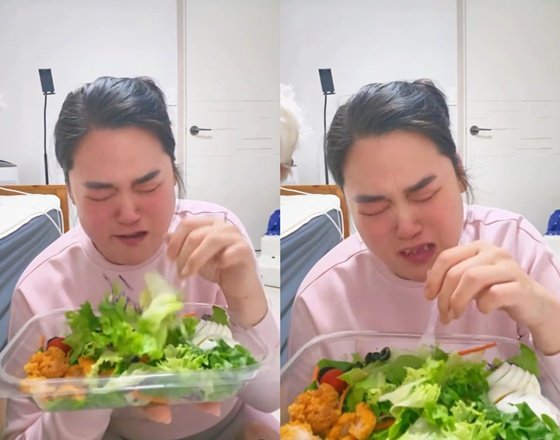 &apos;150kg→88kg 감량&apos; 미나 시누이, 현실은 울면서 다이어트…극한의 샐러드 먹기