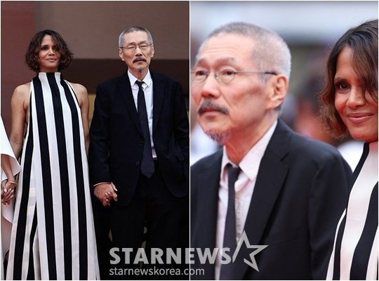 &apos;김민희♥&apos; 홍상수 감독, 할리 베리 손잡고 미소…칸 개막식 포착 [스타이슈]