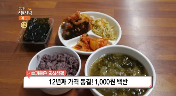 생방송오늘저녁' 광주전통시장 '1천원 백반' 맛집 위치는? 밥 한 그릇의 기적! : 네이트뉴스