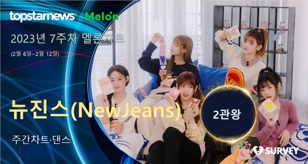멜론차트 점유율 종합] 뉴진스·테이·이영지·크러쉬·#안녕·윤하·임영웅 1위…뉴진스 2관왕(2023년 7주차) : 네이트 연예