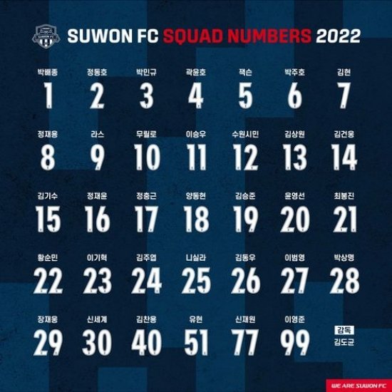 수원FC, 2022시즌 등번호 공개…이승우 11번 : 네이트 스포츠 수원Fc, 2022시즌 등번호 공개…이승우 11번 : 네이트 스포츠