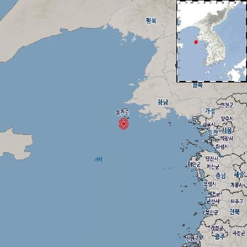 기상청 quot;인천 옹진 백령도 남쪽 바다서 규모 2.4 지진…피해 없을 듯quot;