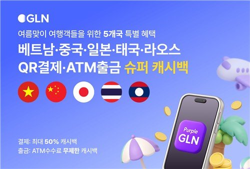 GLN인터내셔널, 해외 QR결제·현지 ATM 이용 고객에 캐시백 혜택