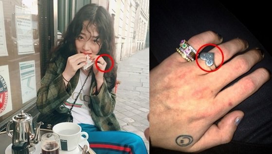 Sully (left) and Ji Dragon (right) posted photos of the same ring at similar times.  [Picture Sully, Ji Dragon Instagram]
