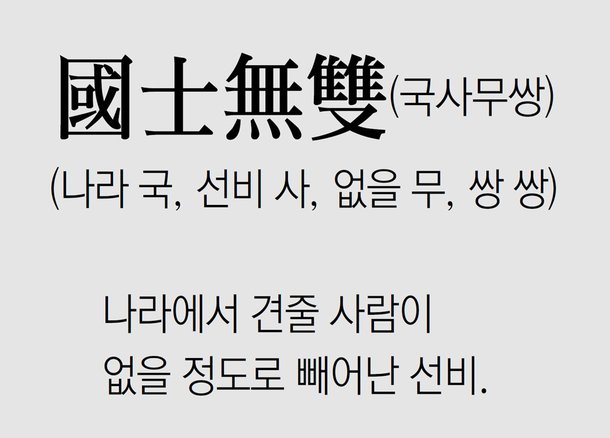[신문과 놀자!/풀어쓰는 한자성어]國士無雙(국사무쌍)(나라 국, 선비 사, 없을 무, 쌍 쌍) : 네이트 뉴스