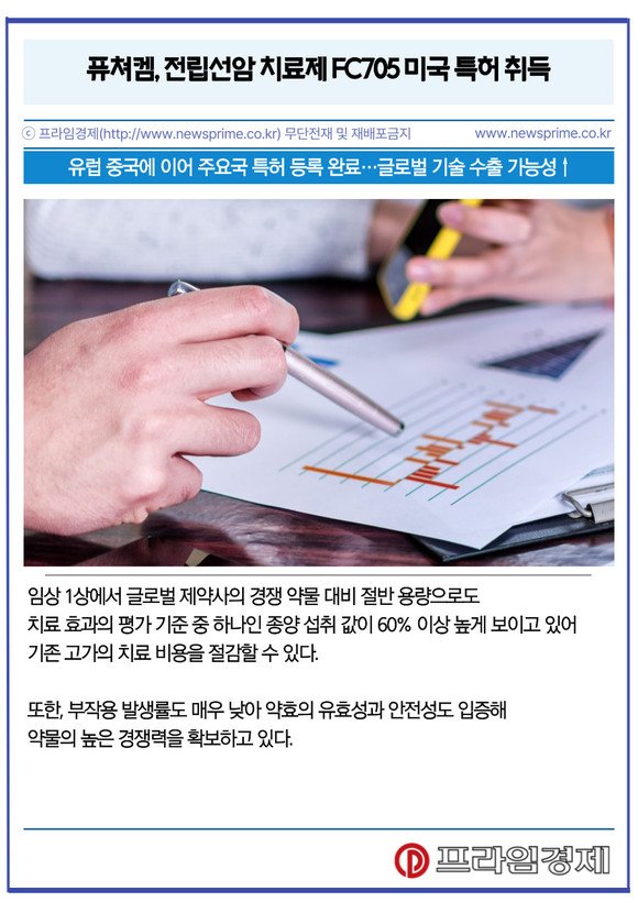 [카드] 퓨쳐켐, 전립선암 치료제 FC705 미국 특허 취득 : 네이트 뉴스