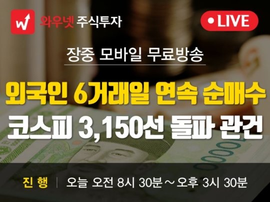 와우넷 공개방송 외국인 6거래일 연속 순매수 코스피 3150선 돌파 관건 네이트 뉴스