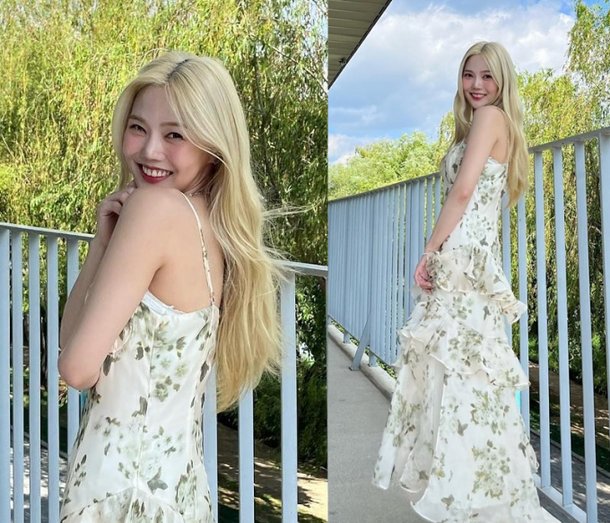 오마이걸 효정, 금발+캉캉 원피스 자태…